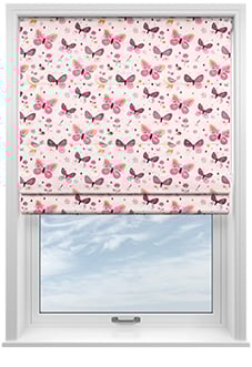 Butterfly Garden, Precious Pinks - Motorised Roman Blind